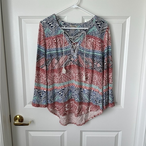 Lucky Brand Tops - Lucky Brand Aztec Long Sleeve Top Size L